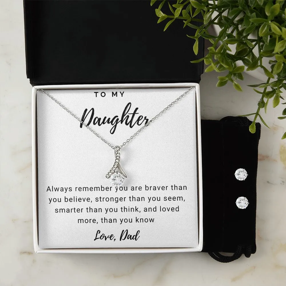 Daughter Pendant and Earring Set-Always remember