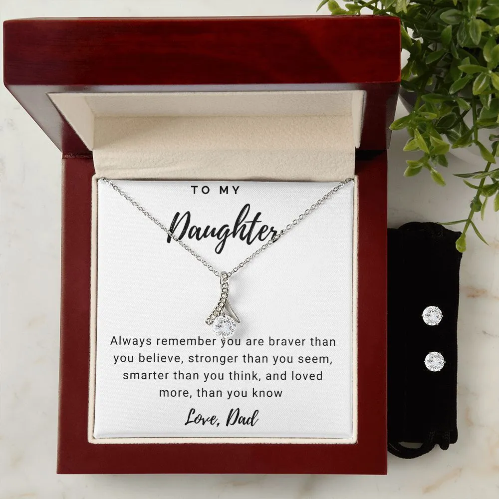 Daughter Pendant and Earring Set-Always remember