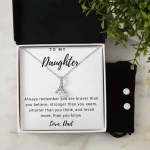 Daughter Pendant and Earring Set-Always remember