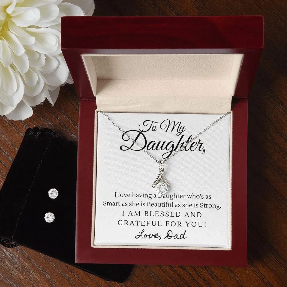 Daughter Pendant and Earring Set-Blessed and grateful