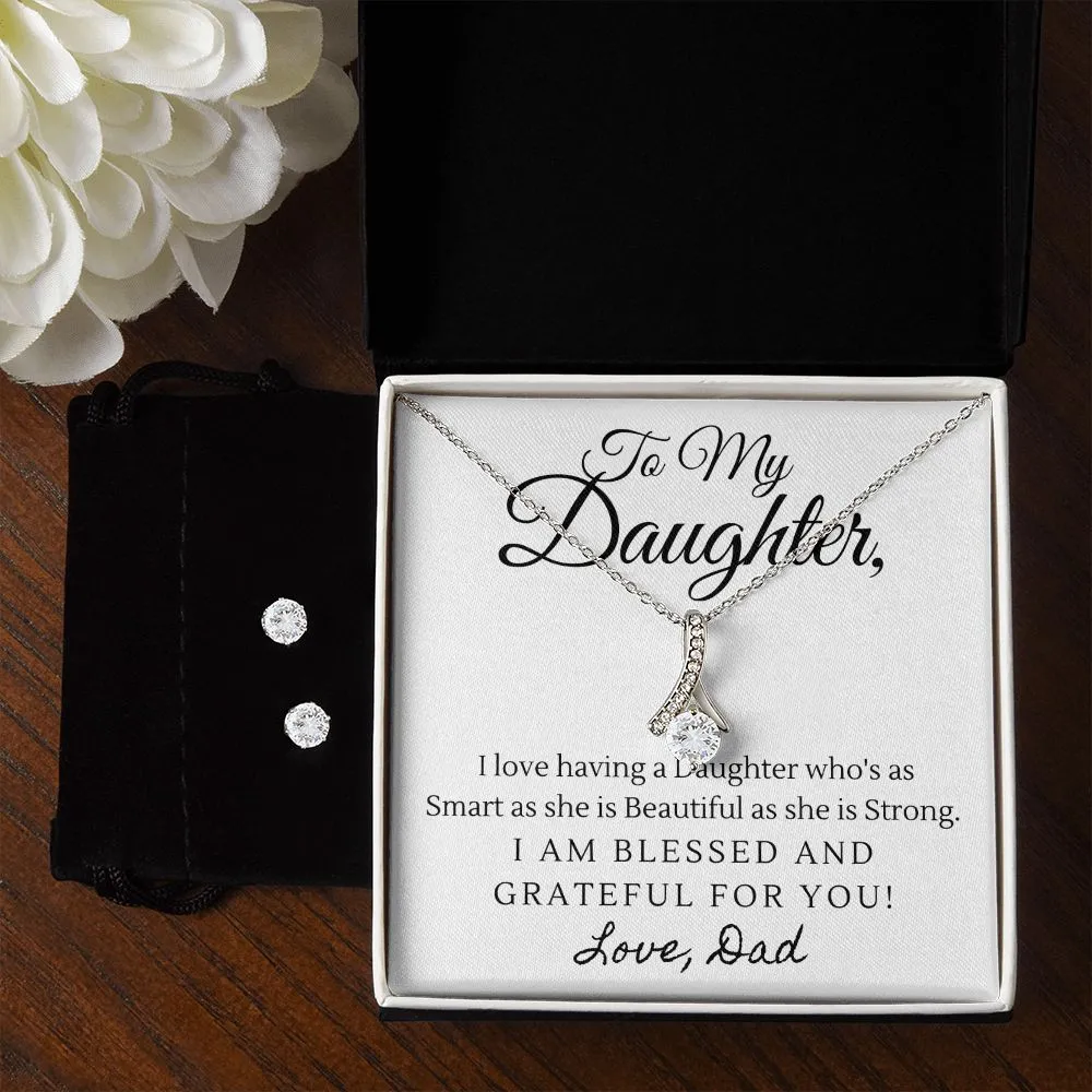 Daughter Pendant and Earring Set-Blessed and grateful