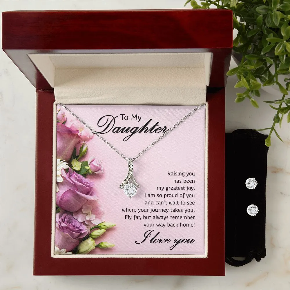 Daughter Pendant and Earring Set-Fly far on your journey