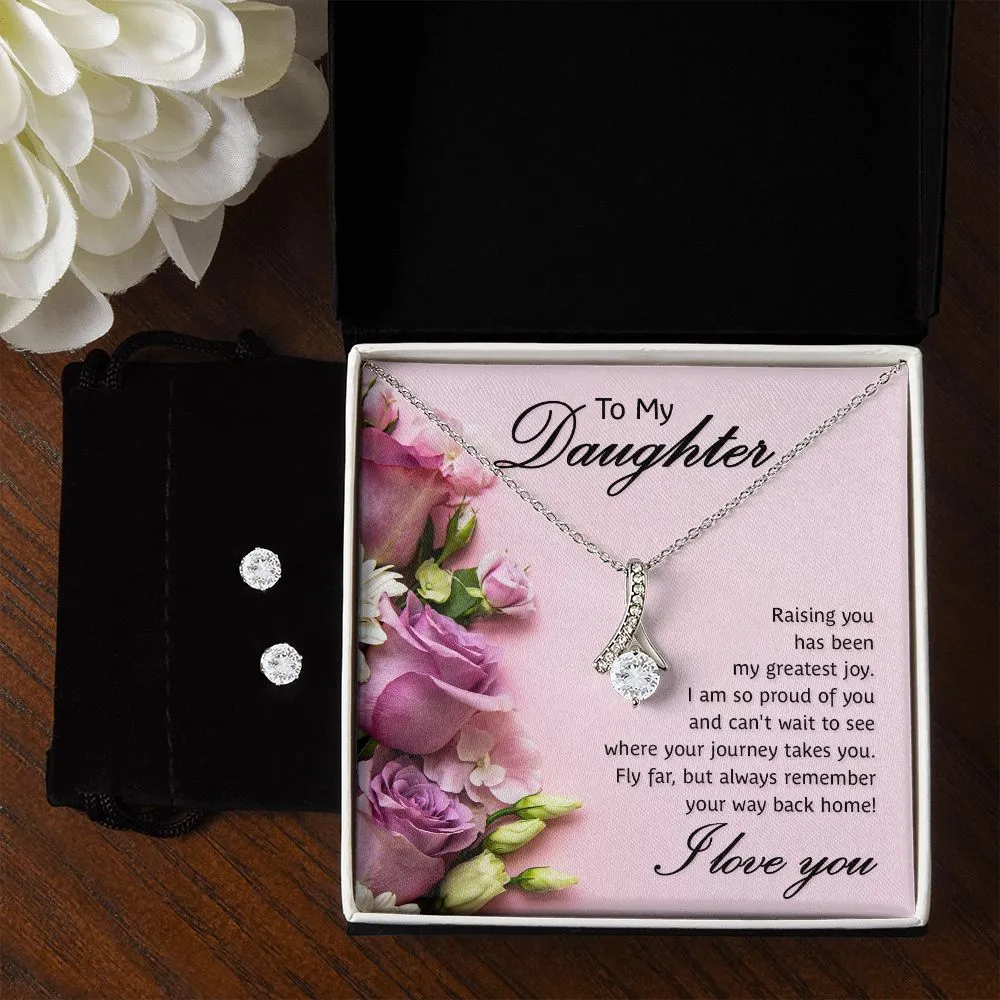 Daughter Pendant and Earring Set-Fly far on your journey