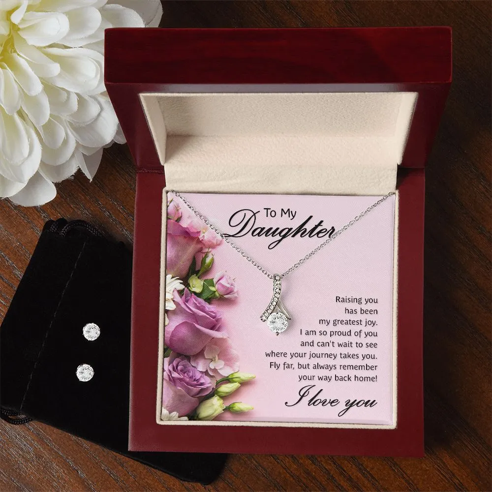 Daughter Pendant and Earring Set-Fly far on your journey