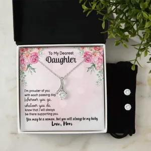 Daughter Pendant and Earring Set-I will always support you