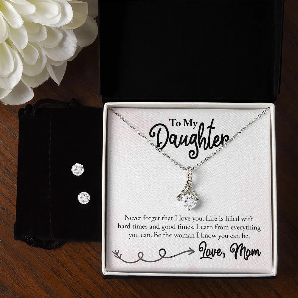 Daughter Pendant and Earring Set-Learn from everything