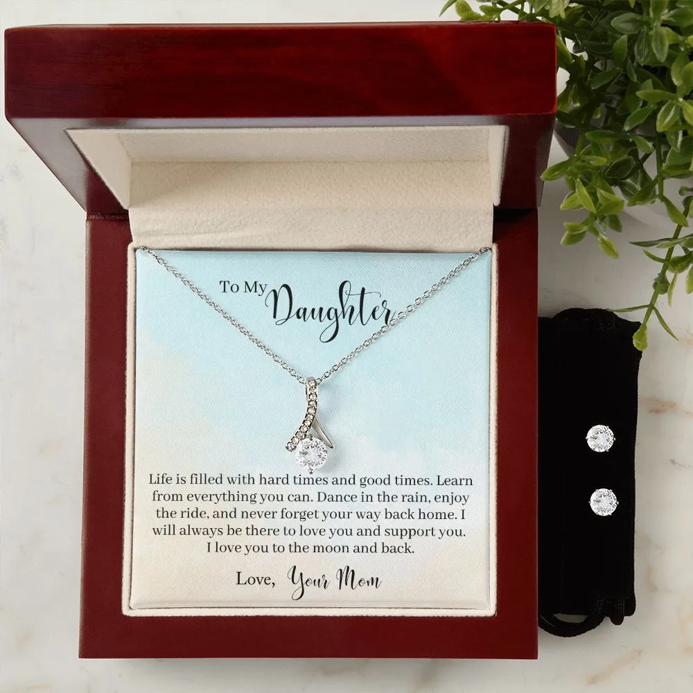 Daughter Pendant and Earring Set-Learn from everything