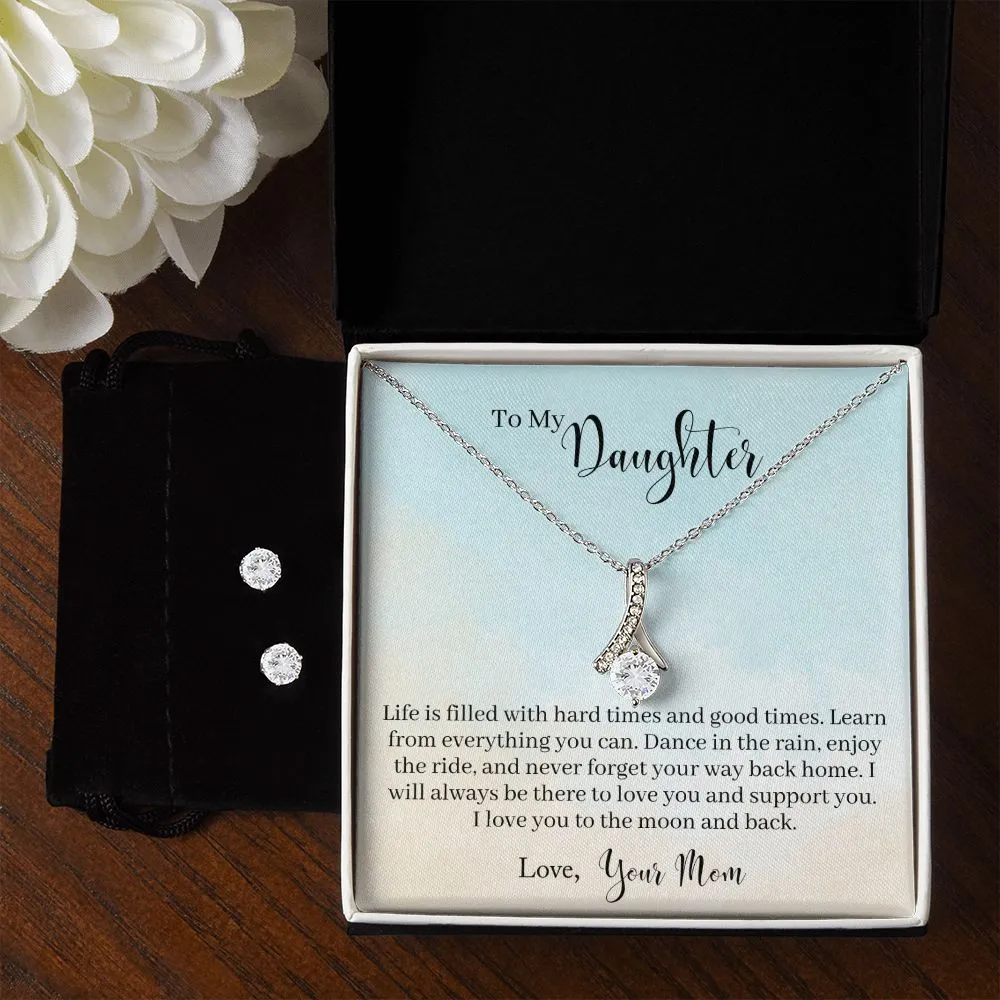 Daughter Pendant and Earring Set-Learn from everything