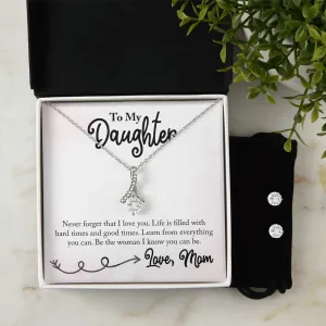 Daughter Pendant and Earring Set-Learn from everything