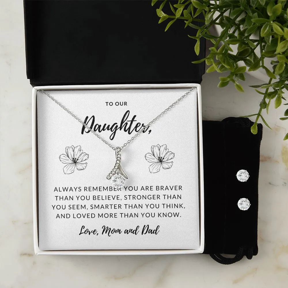 Daughter Pendant and Earring Set-Loved more than you know