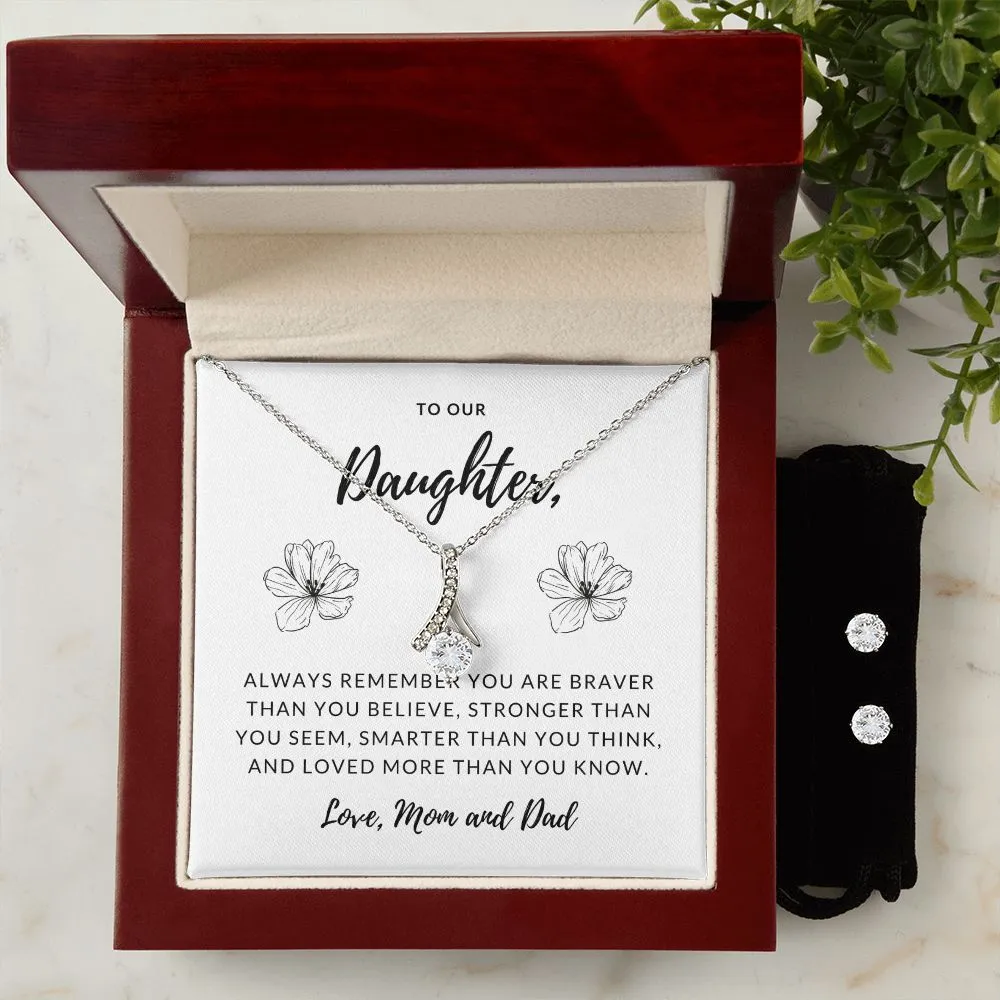 Daughter Pendant and Earring Set-Loved more than you know