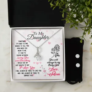 Daughter Pendant and Earring Set-Loving & breathing