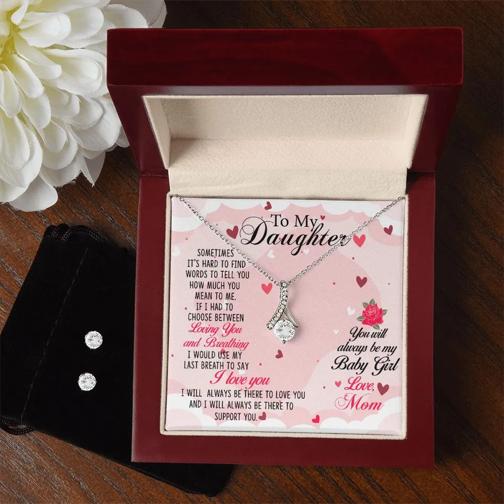 Daughter Pendant and Earring Set-My baby girl
