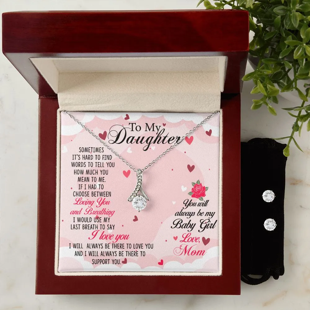 Daughter Pendant and Earring Set-My baby girl