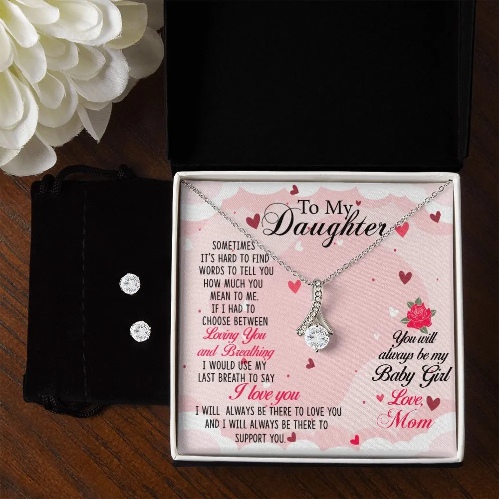 Daughter Pendant and Earring Set-My baby girl