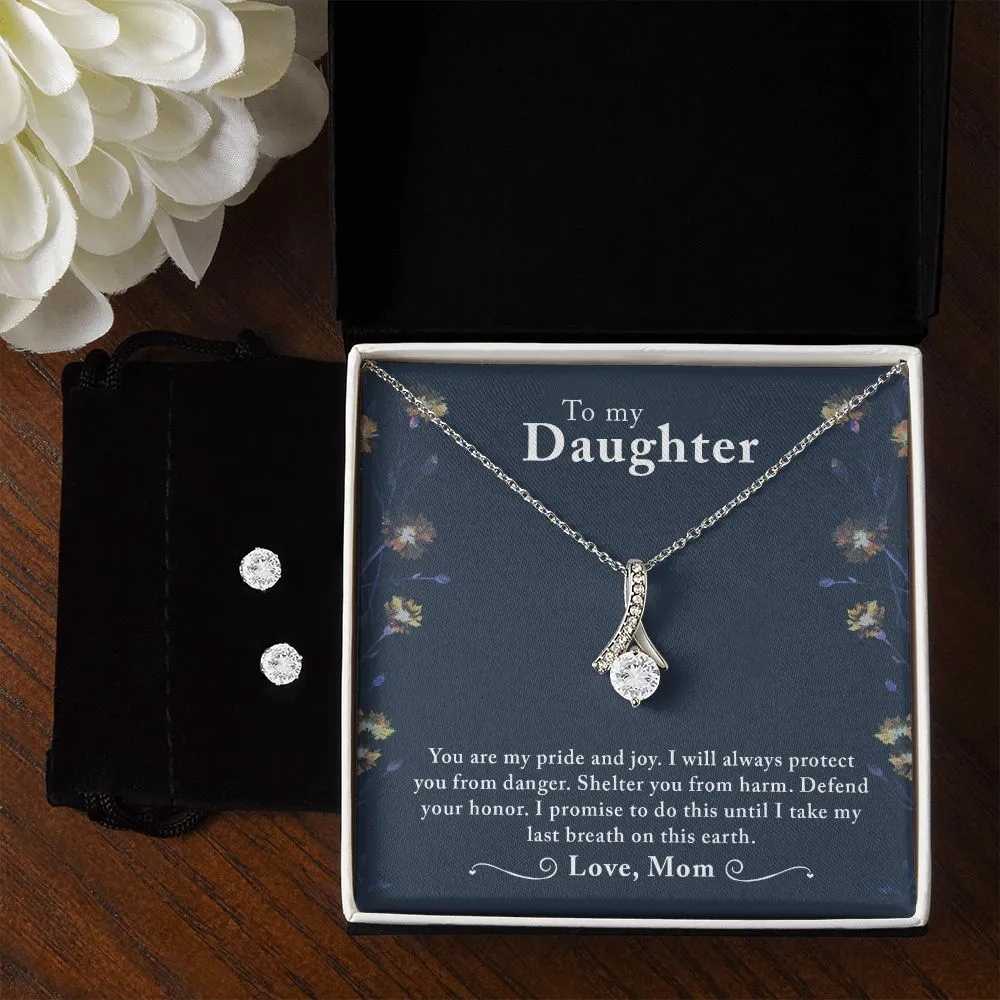 Daughter Pendant and Earring Set-My pride and joy