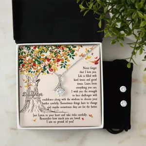 Daughter Pendant and Earring Set-Never forget that I love you