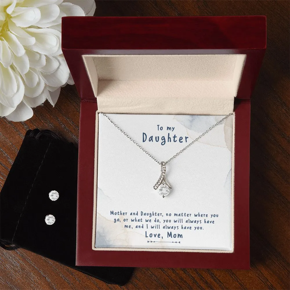 Daughter Pendant and Earring Set-No matter where we go
