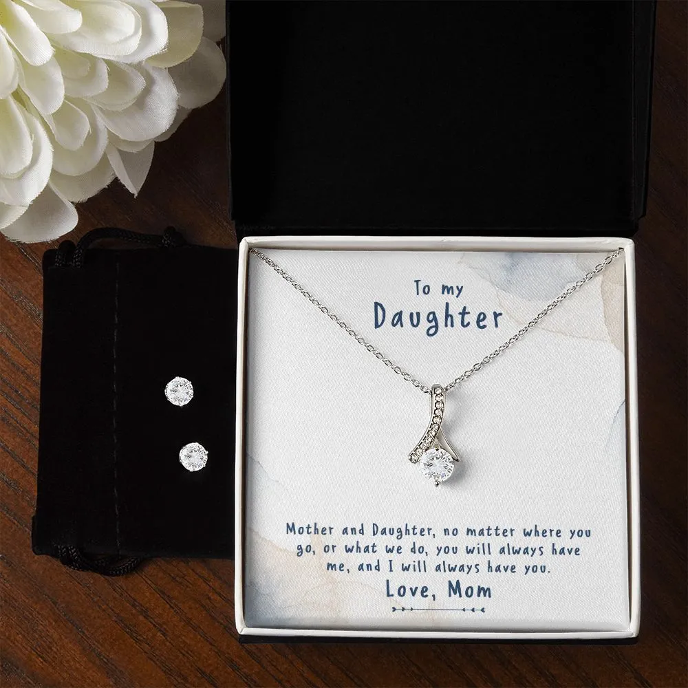 Daughter Pendant and Earring Set-No matter where we go