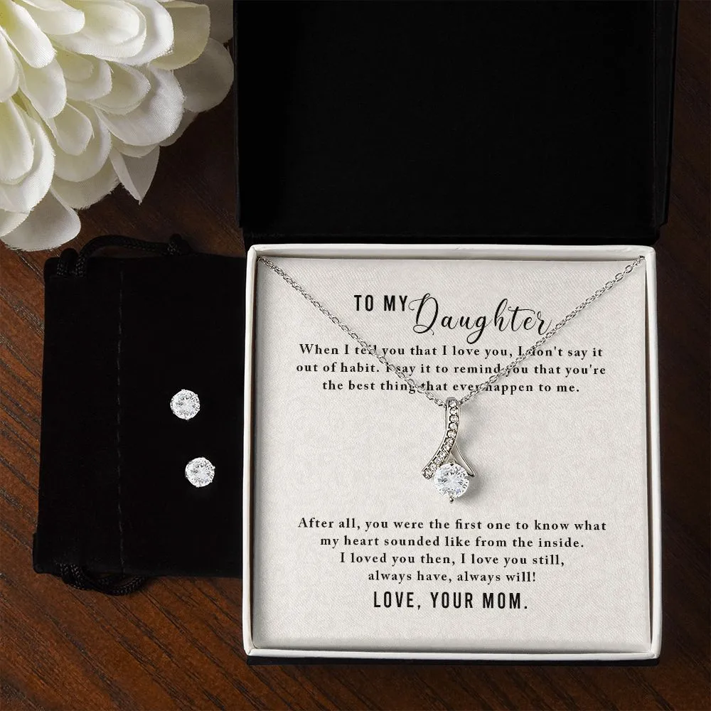 Daughter Pendant and Earring Set-The first to know
