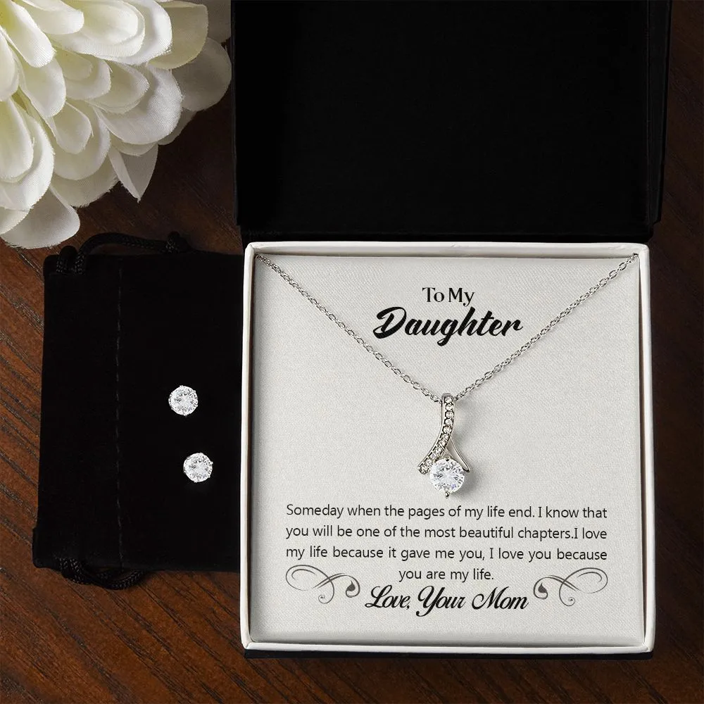 Daughter Pendant and Earring Set-The pages of my life