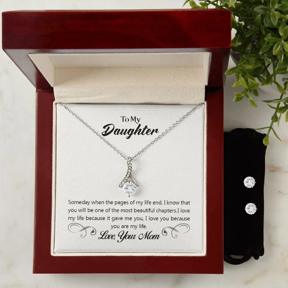 Daughter Pendant and Earring Set-The pages of my life