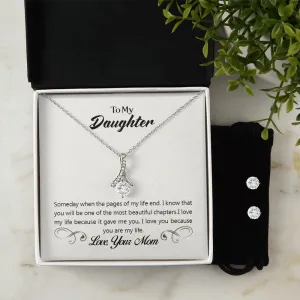 Daughter Pendant and Earring Set-The pages of my life