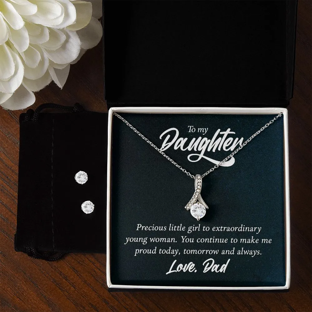Daughter Pendant and Earring Set-Today, tomorrow and always
