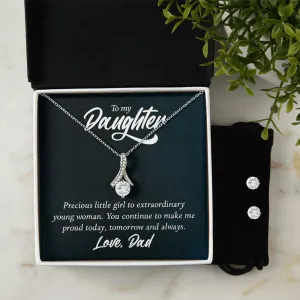 Daughter Pendant and Earring Set-Today, tomorrow and always
