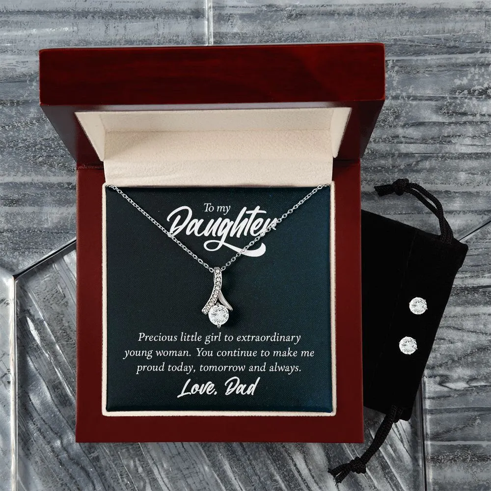 Daughter Pendant and Earring Set-Today, tomorrow and always