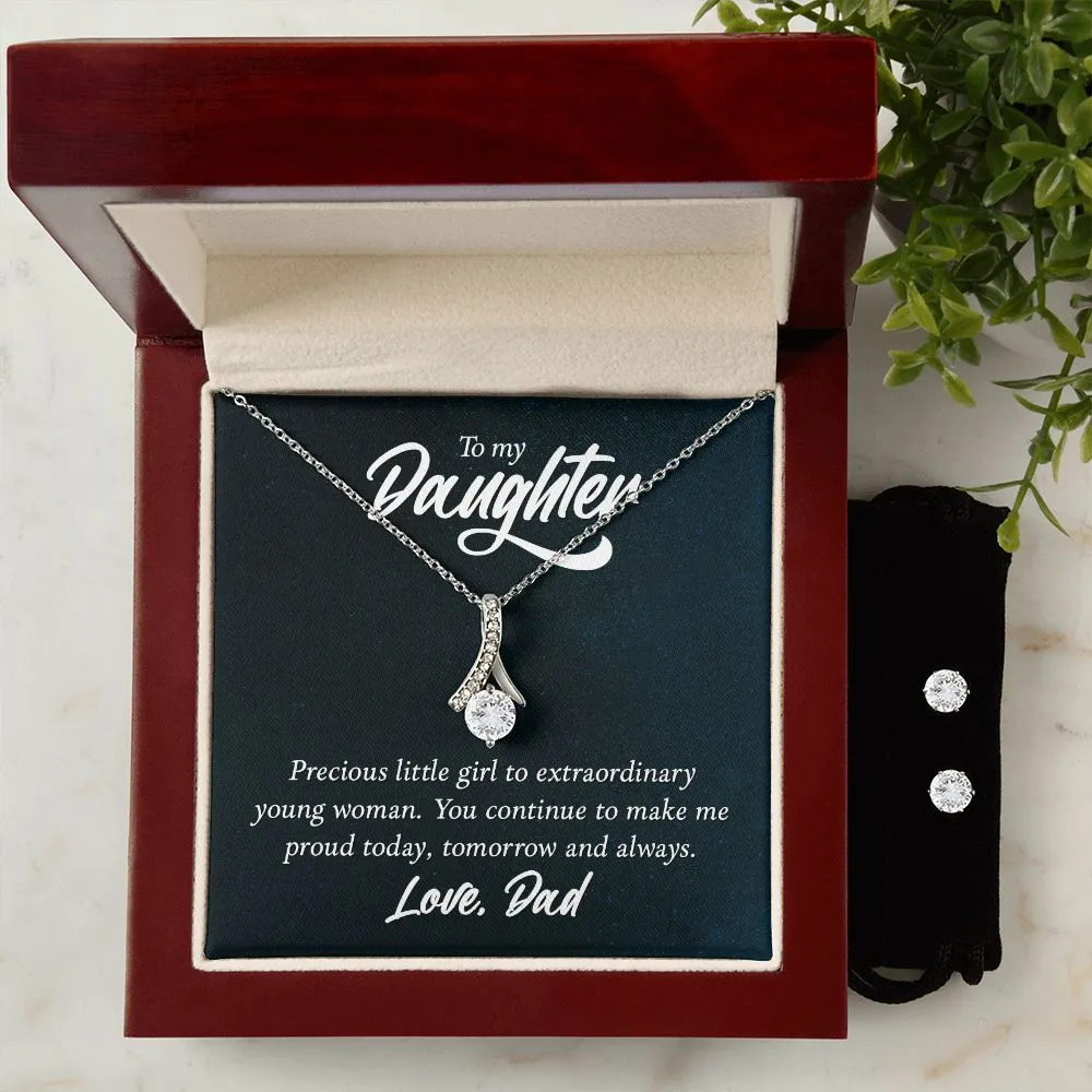 Daughter Pendant and Earring Set-Today, tomorrow and always
