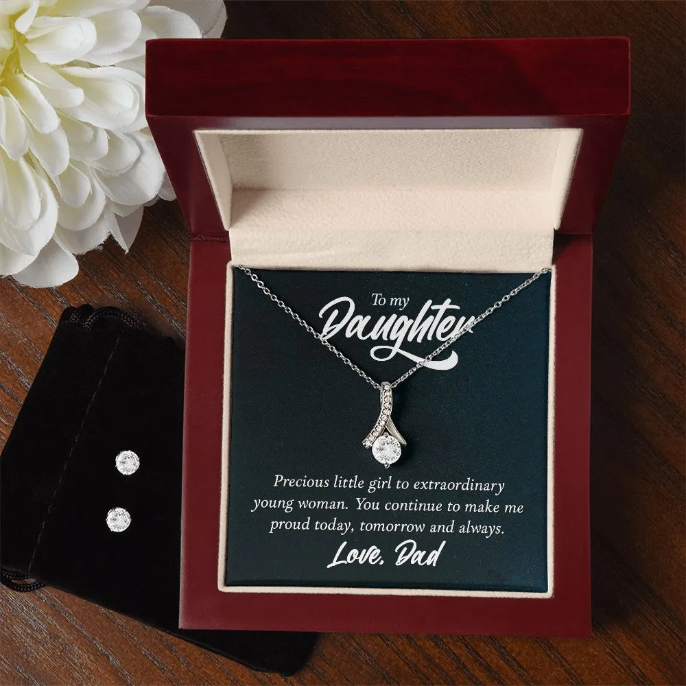 Daughter Pendant and Earring Set-Today, tomorrow and always