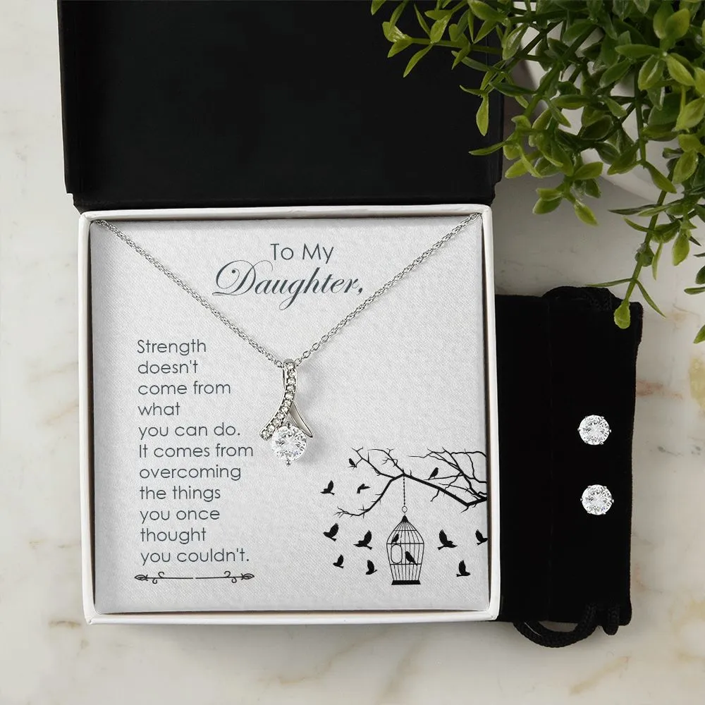 Daughter Pendant and Earring Set-Your strength