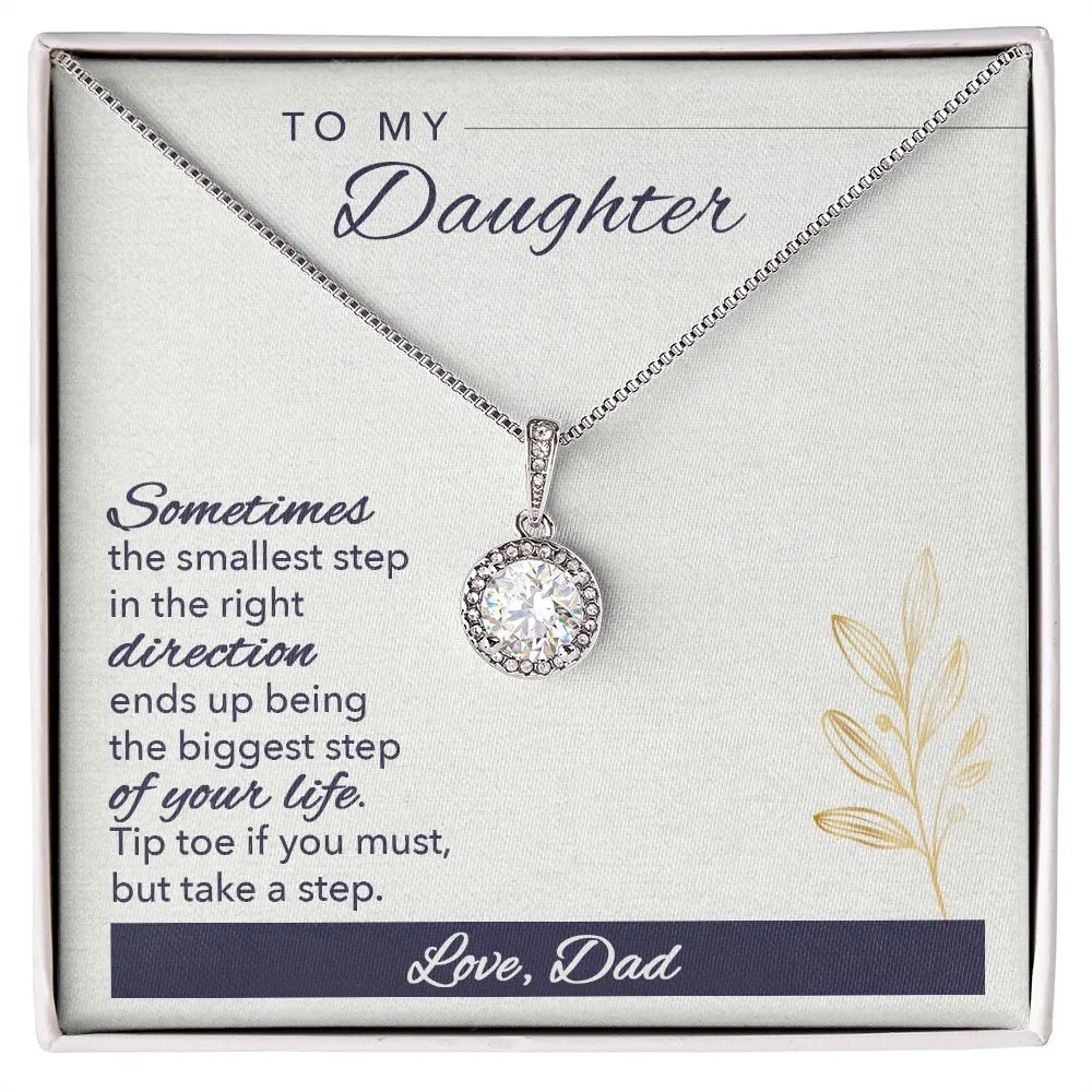 Daughter Solitaire Necklace, From Dad-Tip toe if you must