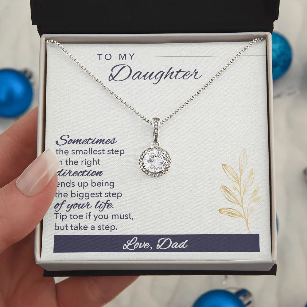 Daughter Solitaire Necklace, From Dad-Tip toe if you must