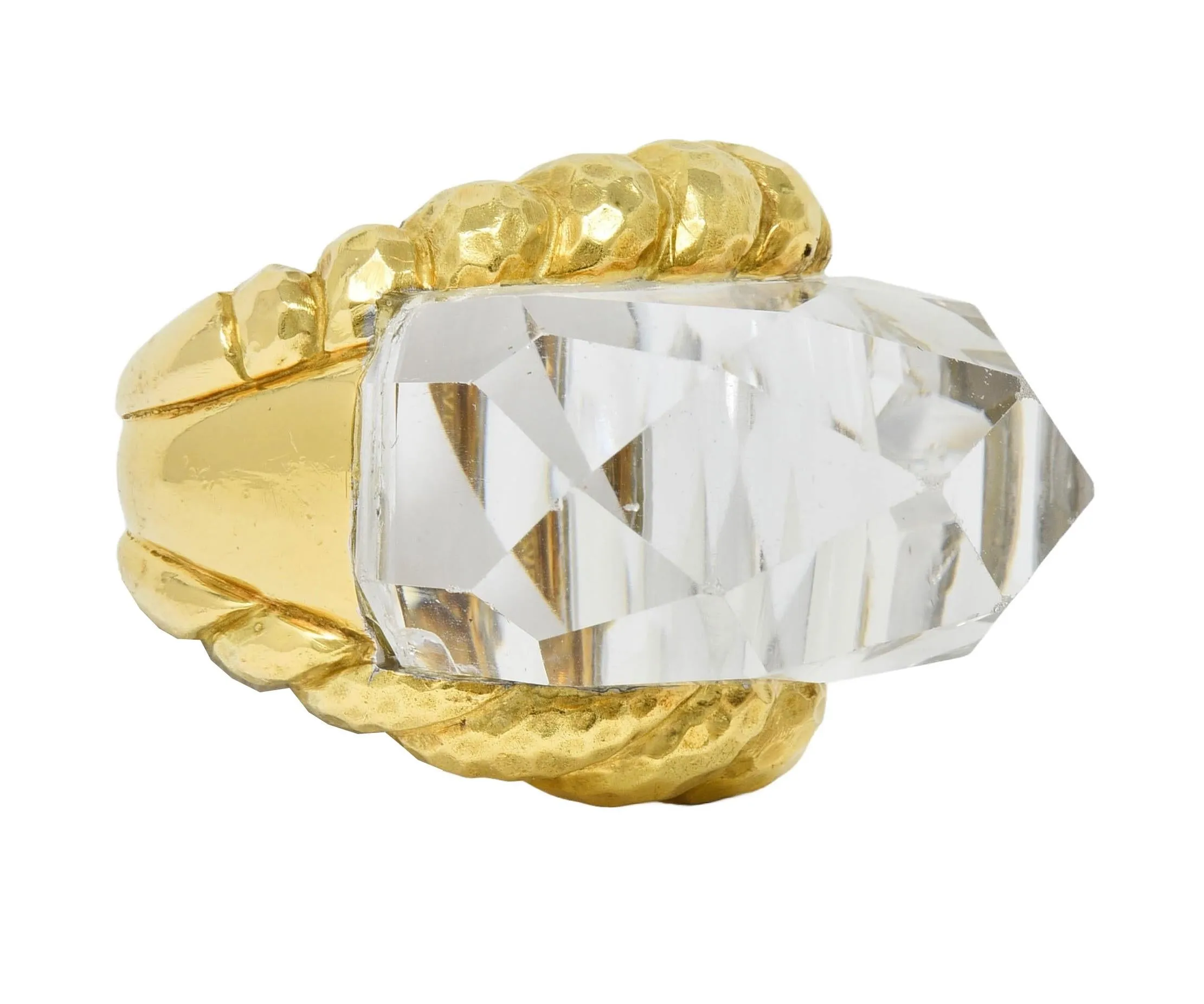 David Webb 1970's Quartz Crystal 18 Karat Gold Vintage Iceberg Statement Ring