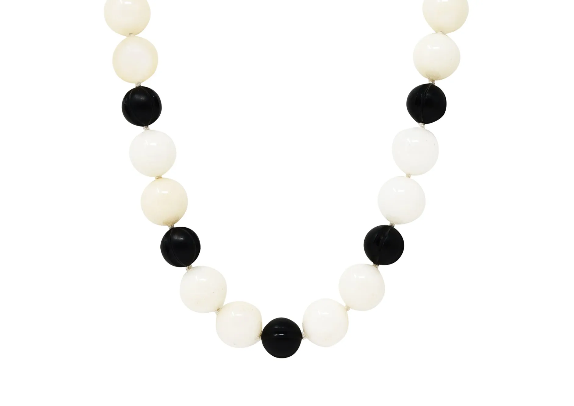 David Webb 1980's Onyx Rock Crystal Quartz Enamel 18 Karat Yellow Gold Bead Strand Vintage Necklace