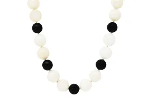 David Webb 1980's Onyx Rock Crystal Quartz Enamel 18 Karat Yellow Gold Bead Strand Vintage Necklace