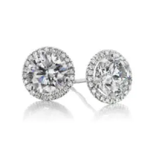 David Weisz 18k White Gold Diamond Stud Halo Earrings