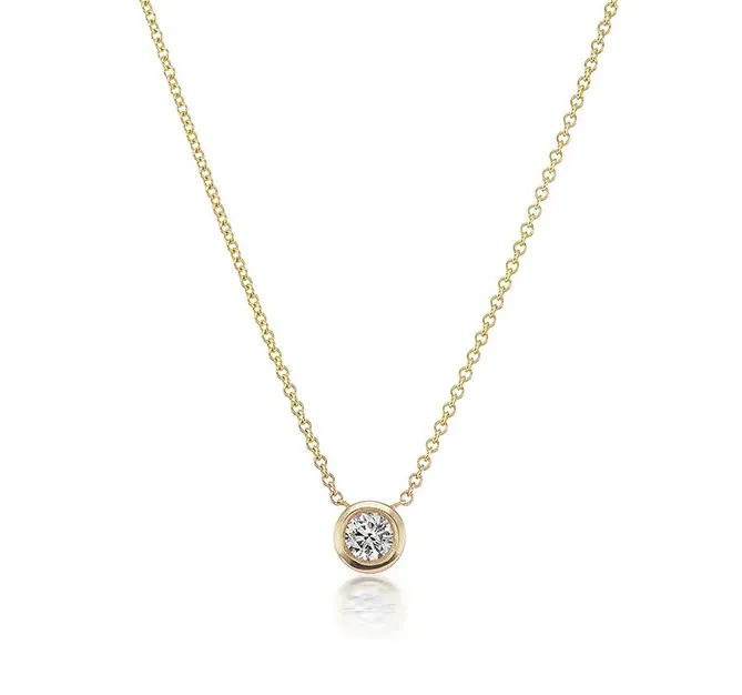 David Weisz 18k Yellow Gold Diamond Bezel Solitaire Pendant - .50ct