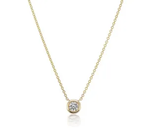 David Weisz 18k Yellow Gold Diamond Bezel Solitaire Pendant - .50ct