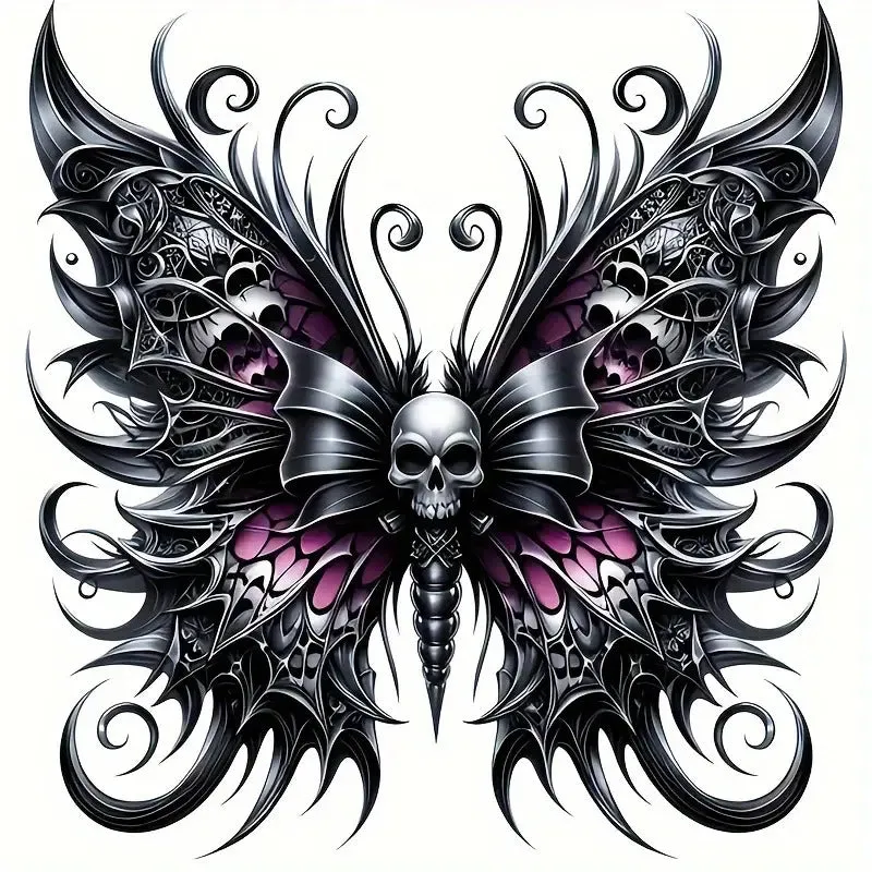 Dead Head Moth Skull Butterfly Printable Large Temporary Tattoo - Custom Digital Download Design - DIY Your Own Canvas Wall Art Poster etc