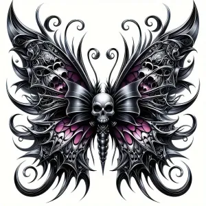 Dead Head Moth Skull Butterfly Printable Large Temporary Tattoo - Custom Digital Download Design - DIY Your Own Canvas Wall Art Poster etc