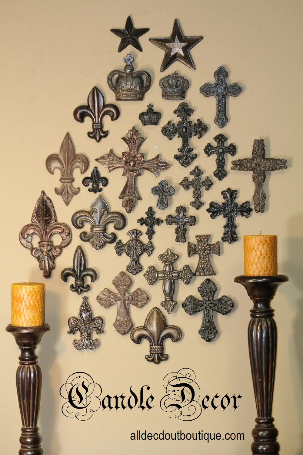 Decorative Candle Pin | "Blank" Large Cross