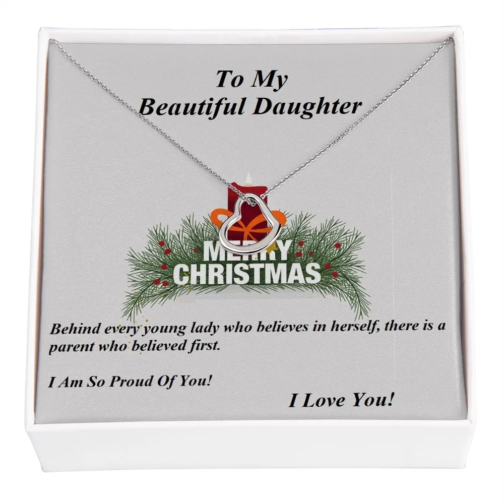 Delicate Heart Necklace, For Her, Daughter, for Christmas, with Custom Message Card
