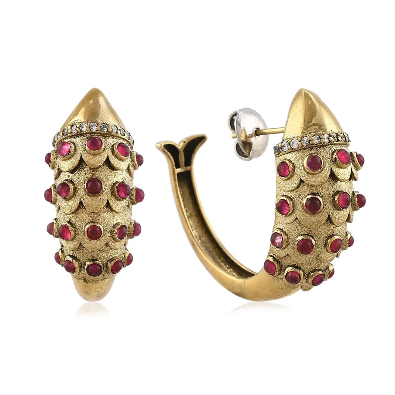 Demi Fine Jewelry-14k Gold Plated-Earring-Fish Hoops(Pink)Brass-E26/22-Fashion Edit Unbent