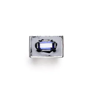 Demi Fine Jewelry-White Gold Plated-Ring-Slab(Blue)Recycled Sterling Silver-R14/21a-Fashion Edit Unbent