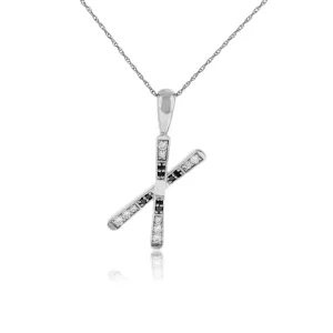 Diamond & Black Diamond Medium Size Crossed Ski Pendant