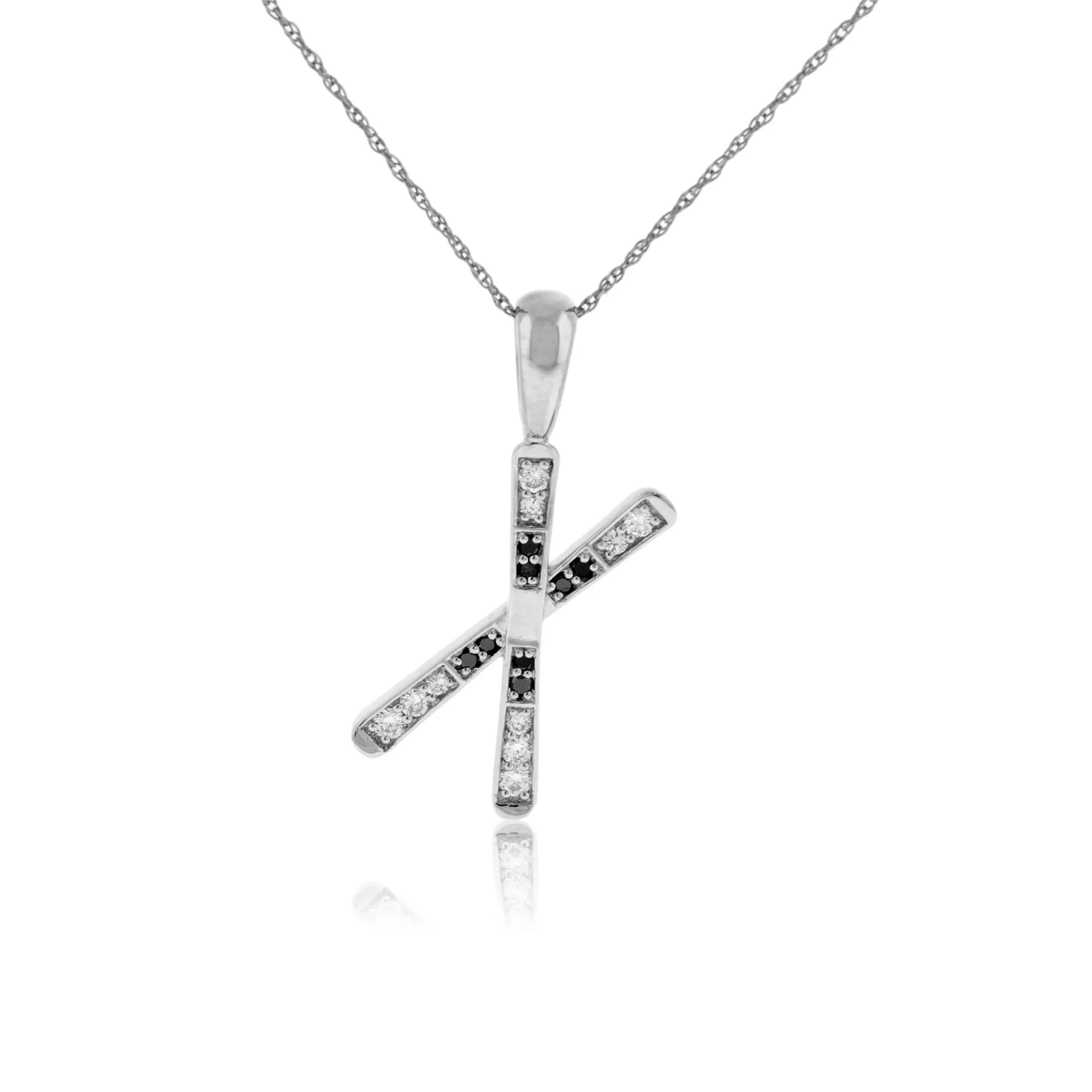 Diamond & Black Diamond Medium Size Crossed Ski Pendant
