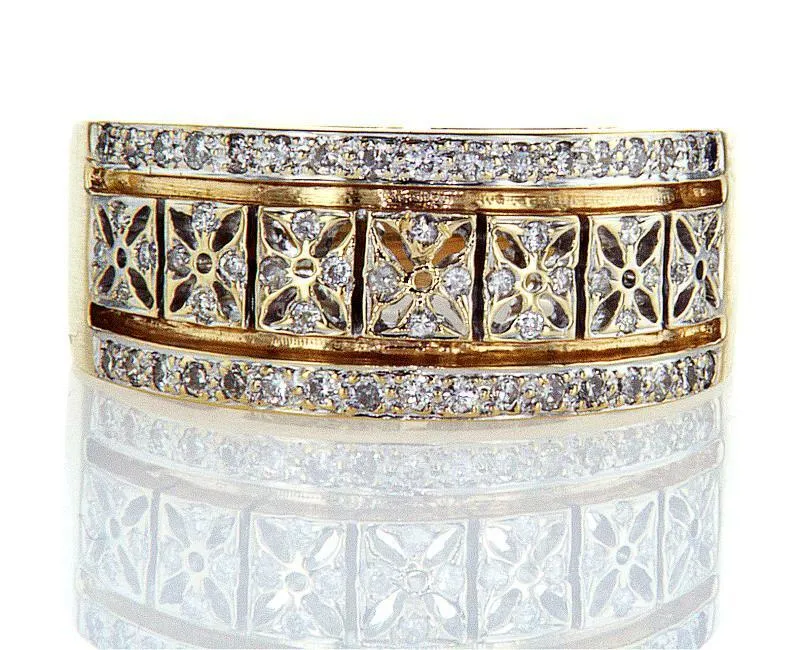 Diamond Band 14k Gold Ring Natural Round Brilliant 0.60 CTW G Color SI2 Clarity